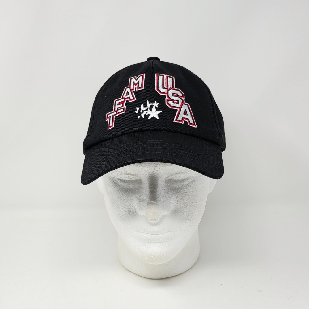 Olympics Team USA‎ Embroidered Flag & Rings Snapback Hat Cap Black Spell Out
